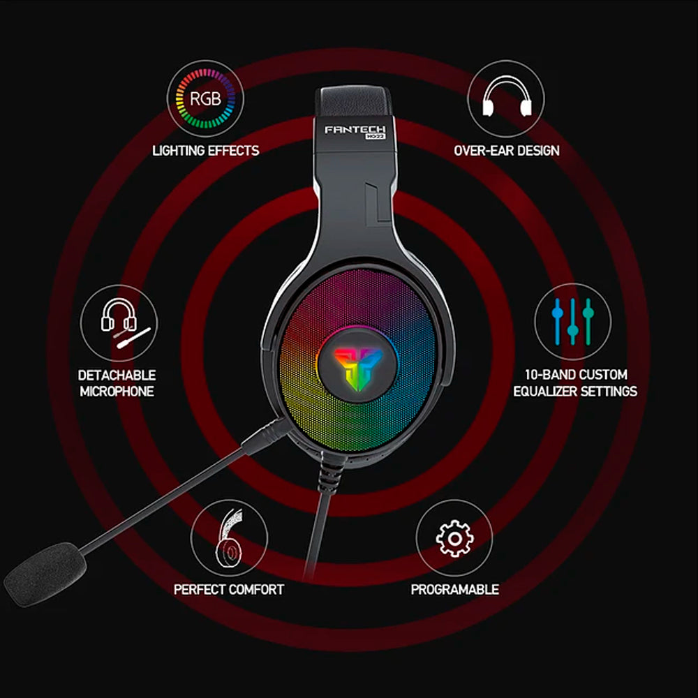 Audífonos FANTECH HG22 RGB 7.1 Virtual Surround Gaming Headset