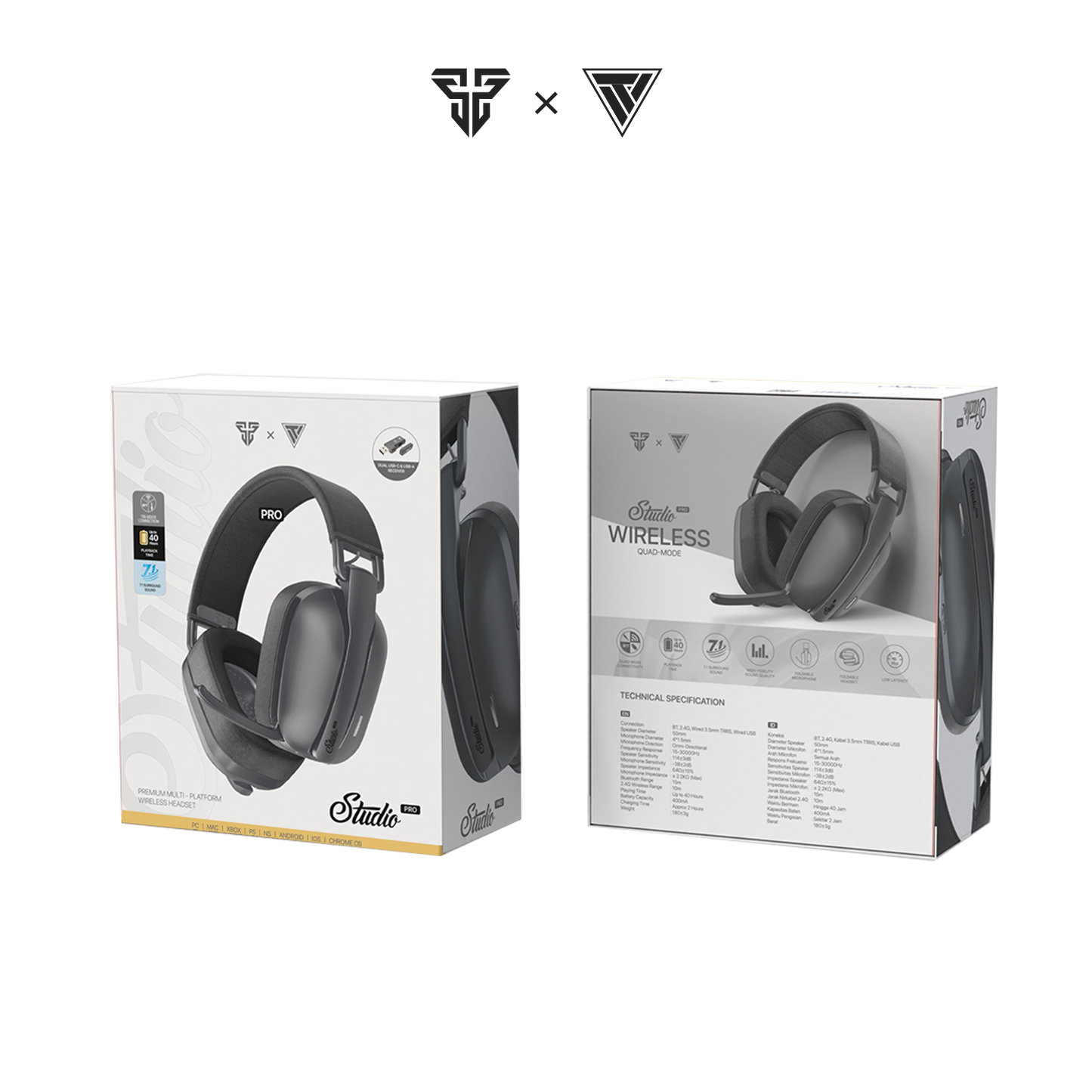 Audífonos FANTECH Studio Pro WHG03 Wireless Gaming Headset with 7.1 Surround Sound & 40 Hour Battery