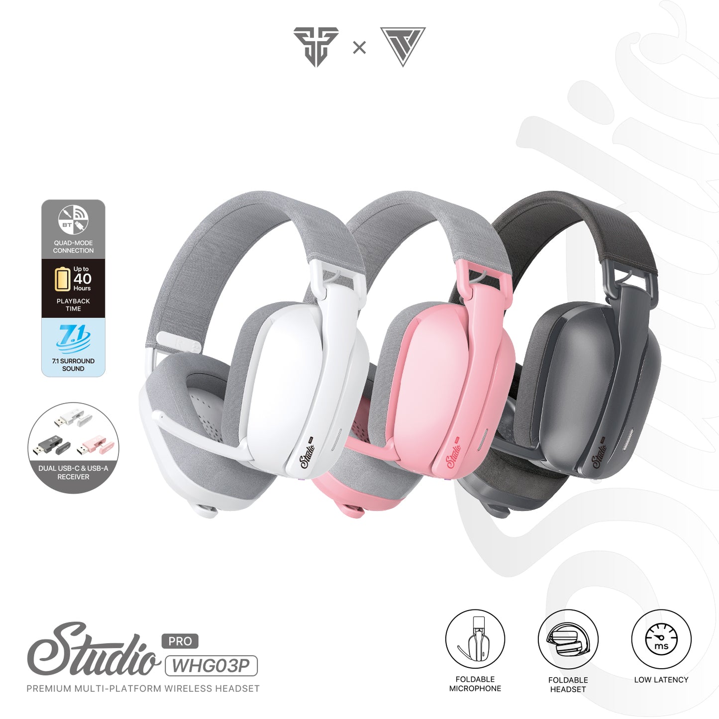Audífonos FANTECH Studio Pro WHG03 Wireless Gaming Headset with 7.1 Surround Sound & 40 Hour Battery