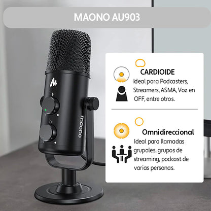 Micrófono Maono AU-903 Pro Cardioid/Omnidirectional Mic