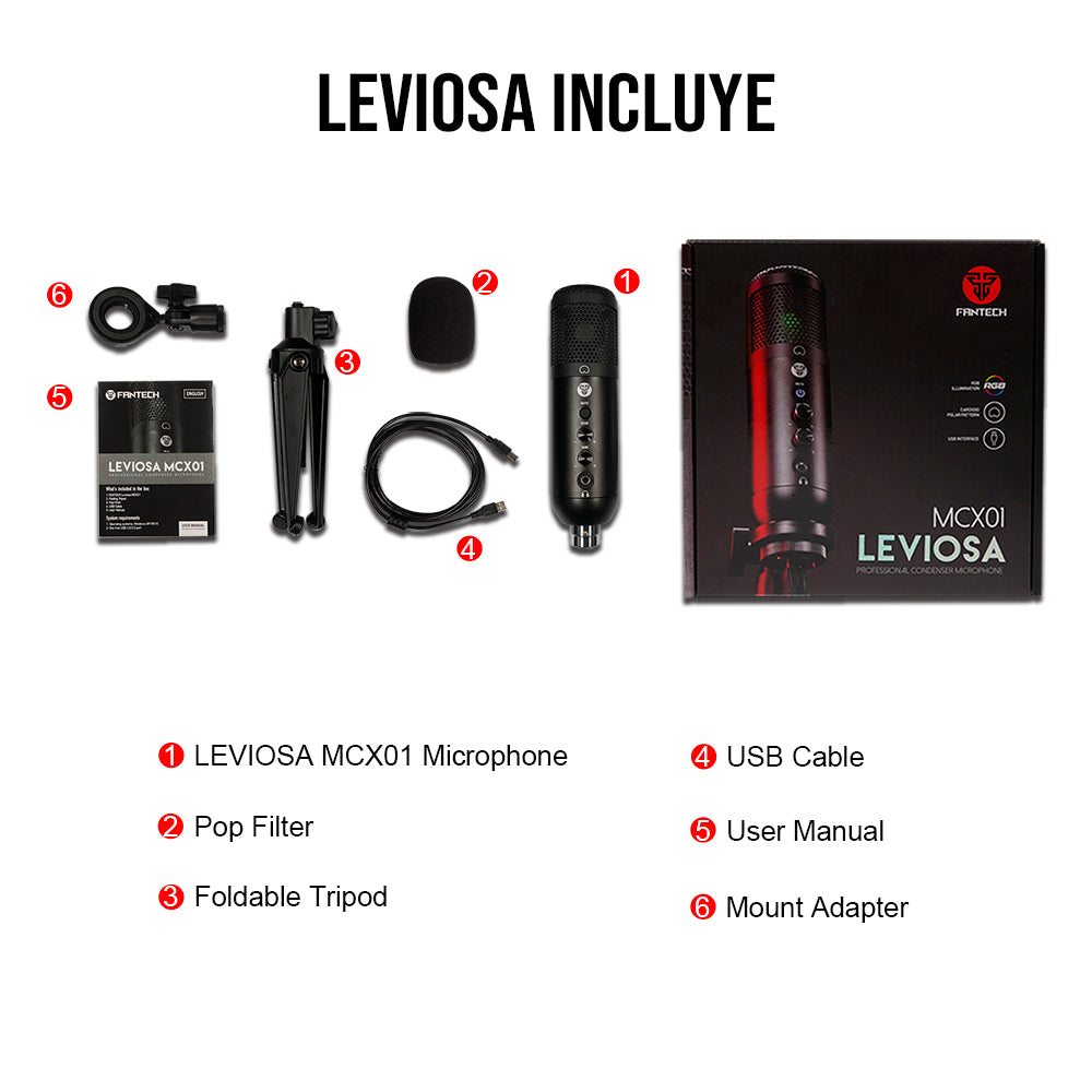 Micrófono Fantech Leviosa MCX01 Cardioid RGB