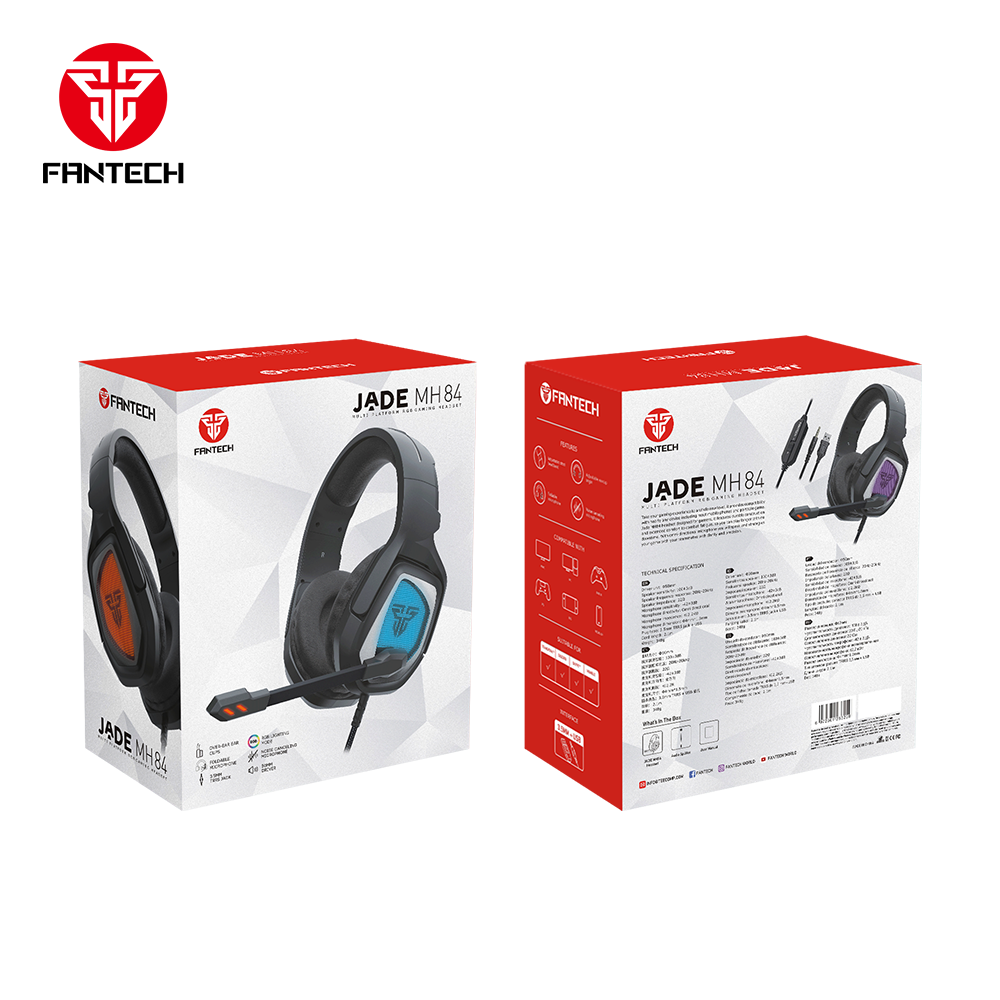 Audífonos FANTECH MH84 JADE RGB 7.1 Gaming Headset with Retractable Mic & Noise Cancelling