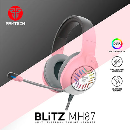 Audífonos FANTECH MH87 BLITZ RGB Gaming Headset with Noise Cancelling & RGB Lighting