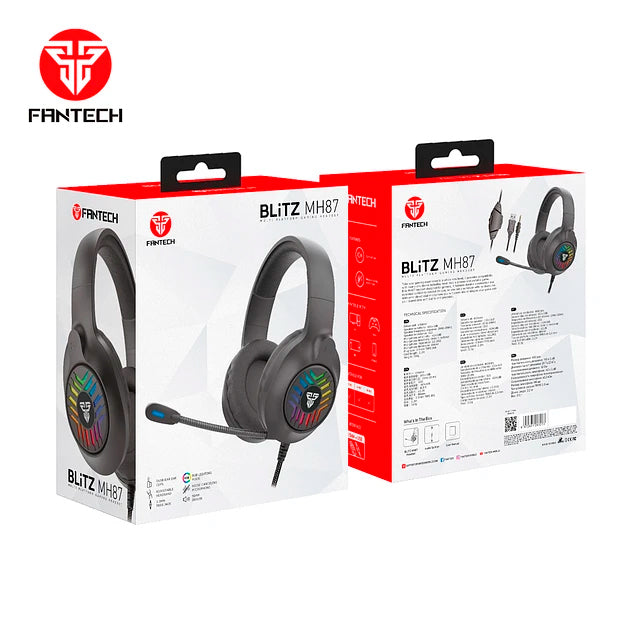 Audífonos FANTECH MH87 BLITZ RGB Gaming Headset with Noise Cancelling & RGB Lighting