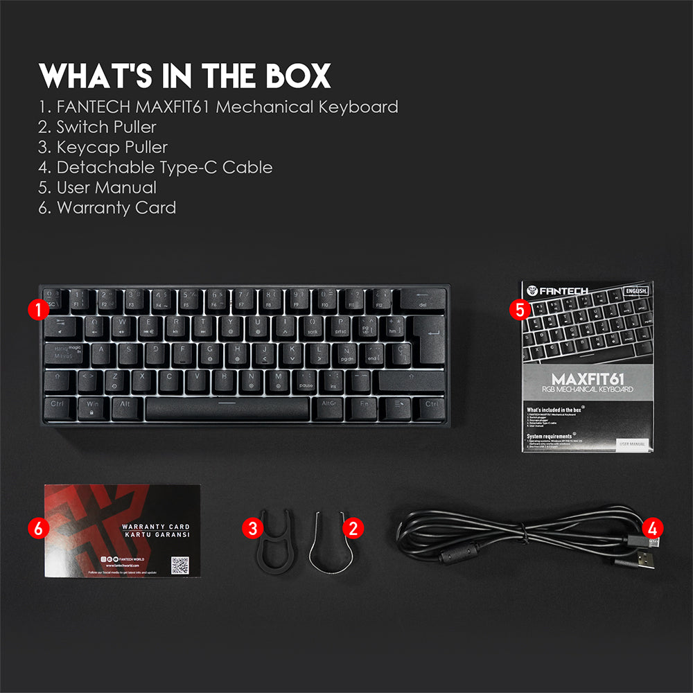 Teclado FANTECH MK857 MAXFIT 61% Hotswappable Mechanical Keyboard with Red Switch & RGB / Español