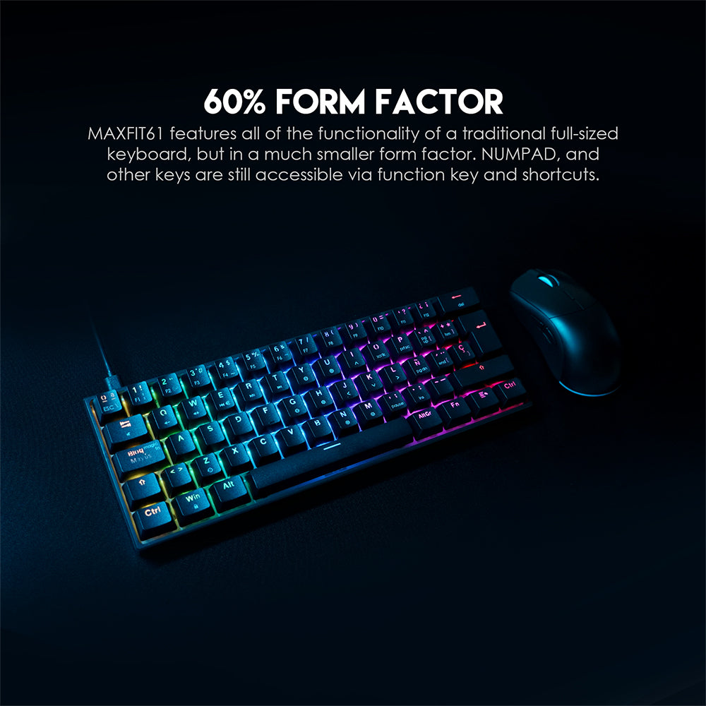 Teclado FANTECH MK857 MAXFIT 61% Hotswappable Mechanical Keyboard with Red Switch & RGB / Español