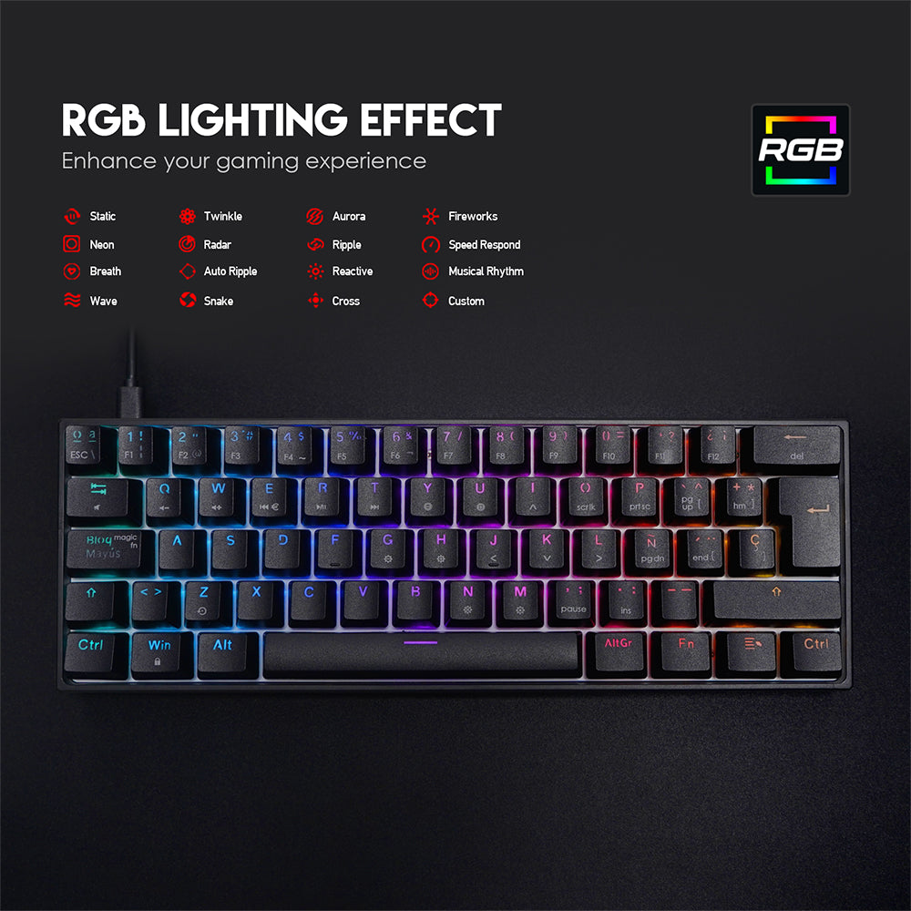 Teclado FANTECH MK857 MAXFIT 61% Hotswappable Mechanical Keyboard with Red Switch & RGB / Español