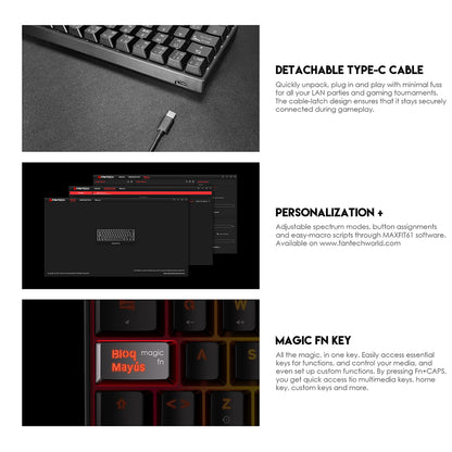 Teclado FANTECH MK857 MAXFIT 61% Hotswappable Mechanical Keyboard with Red Switch & RGB / Español