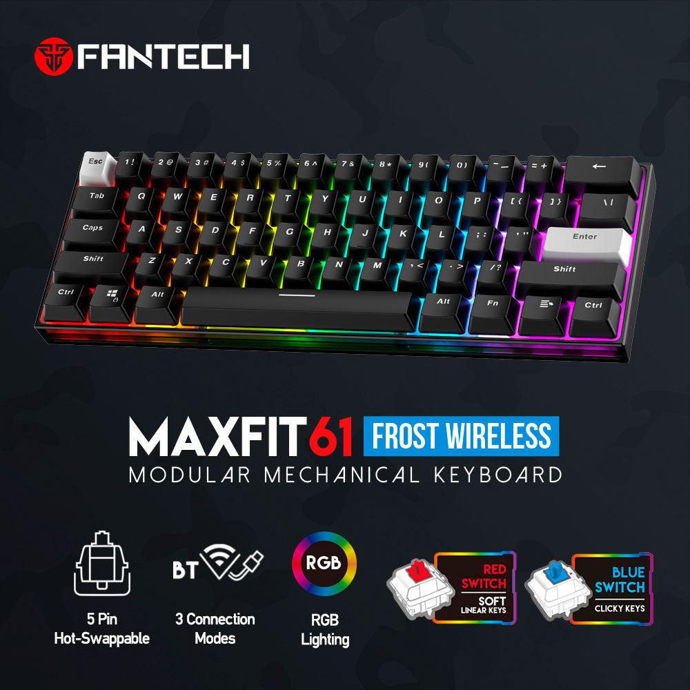 Teclado FANTECH MK857 MAXFIT 61 Wireless RGB Mechanical Keyboard with Blue Switch & Bluetooth Blue Switch / USA