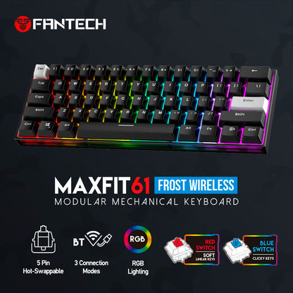 Teclado FANTECH MK857 MAXFIT 61 Wireless RGB Mechanical Keyboard with Blue Switch & Bluetooth Blue Switch / USA