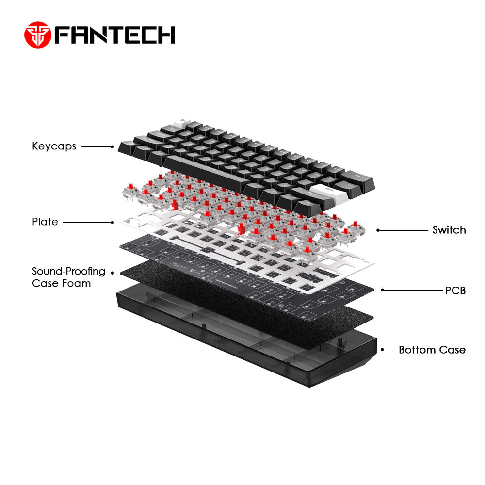 Teclado FANTECH MK857 MAXFIT 61 Wireless RGB Mechanical Keyboard with Blue Switch & Bluetooth Blue Switch / USA