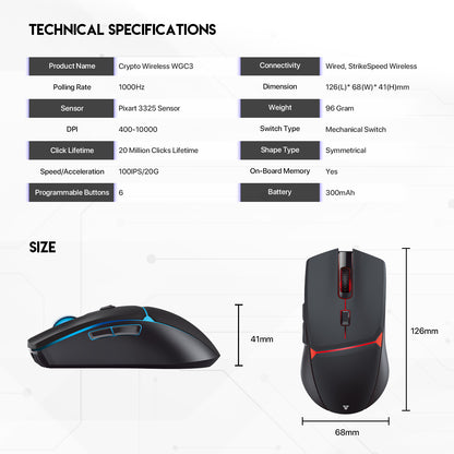 Fantech WGC3 CRYPTO Wireless Precision Mouse