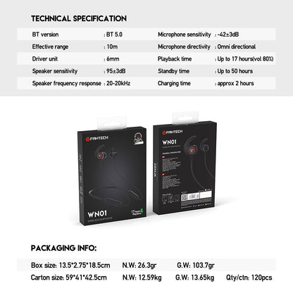 Audífonos FANTECH WN01 Wireless In-Ear Headphones with 17H Playtime & Game Mode